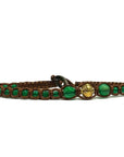 Samsara Cavigliera tibetana Shamballa con pietre - AGATA VERDE FILO MARRONE
