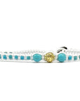 Samsara Cavigliera tibetana Shamballa con pietre - TURCHESE CELESTE FILO BIANCO
