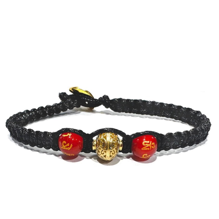 Samsara Kabbalah Tibetan artisan bracelet of luck - Mistique jewel in adjustable waxing rope and stones with mantra