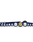 Samsara Cavigliera tibetana Shamballa con pietre - AGATA BIANCA FUME' FILO BLU