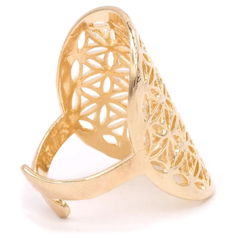 Anello Fiore della Vita in Ottone senza Nichel - Colore Oro - clorophilla-shop