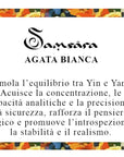 Samsara Cavigliera tibetana Shamballa con pietre - AGATA BIANCA FUME' FILO BLU