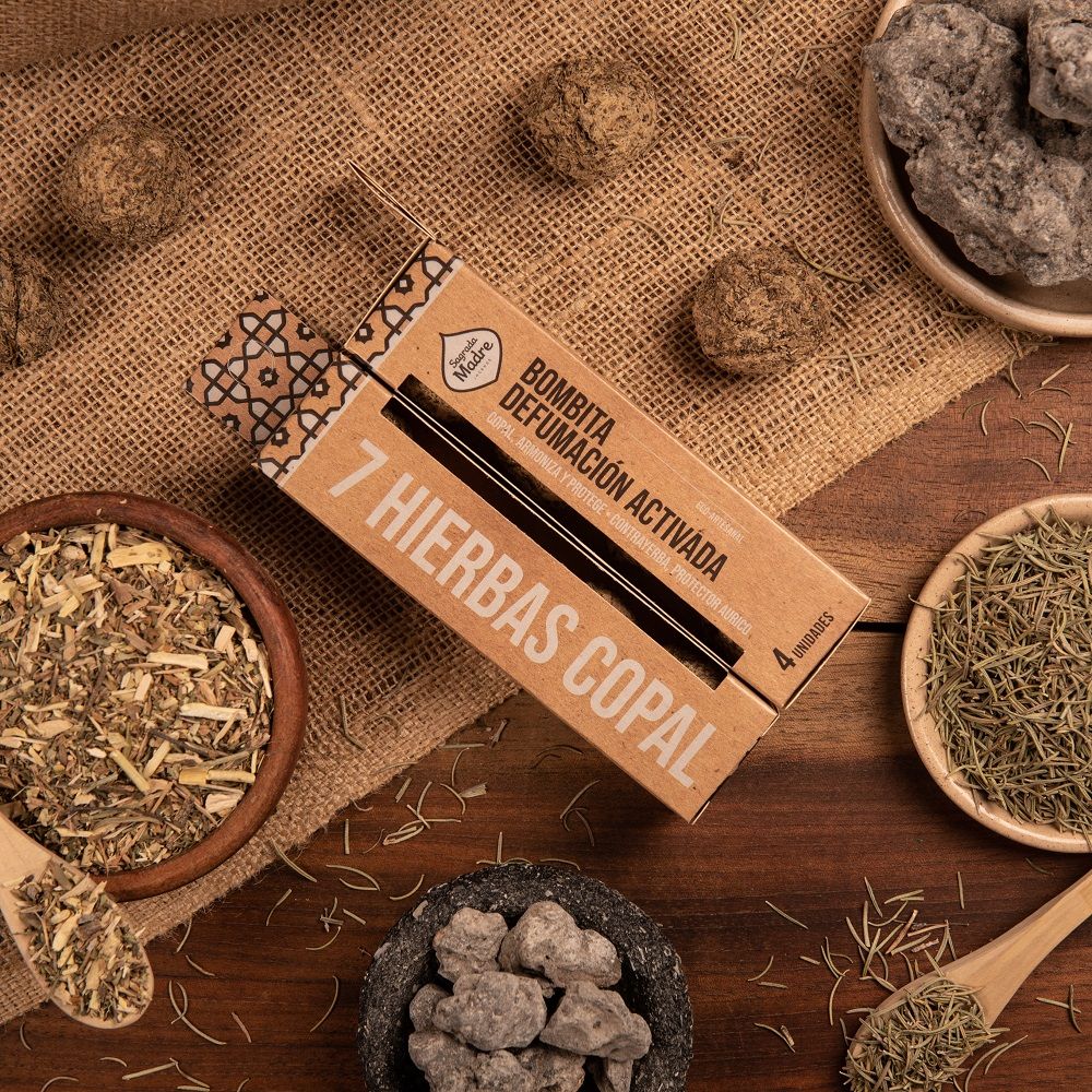 Sagrada Madre BOMBITA 7 HIERBAS COPAL Smudge di Erbe naturali artigianali - 7 Erbe copali