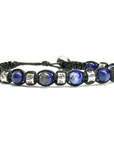 Samsara Bracciale Tibetano in Argento 925 e Lapislazzuli - Filo in cotone cerato vari colori