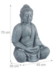 Statua Buddha in meditazione 70cm poliresina - Arredo casa e giardino resistente a pioggia e gelo colore grigio