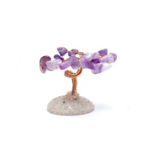 Albero decorativo in Pietra - Ametista, Corniola, Avventurina e Quarzo Rosa - clorophilla-shop