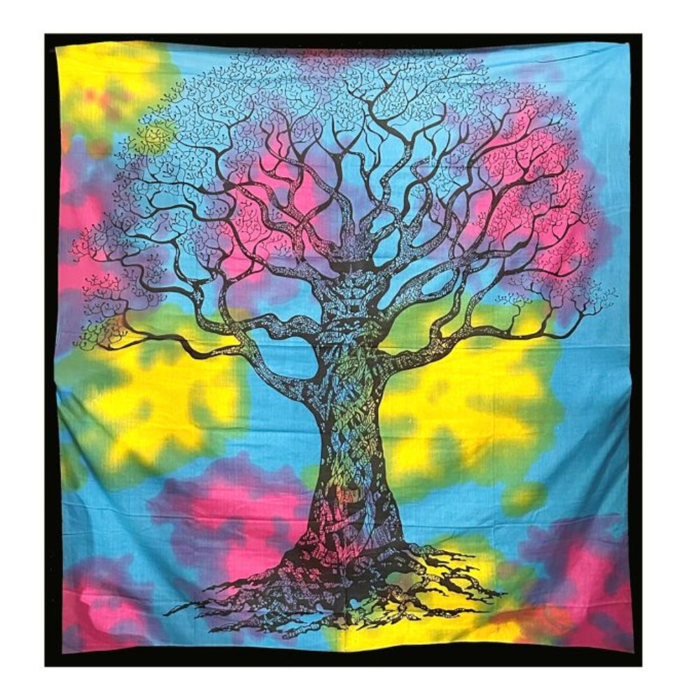 Telo arazzo da parete Albero della vita in cotone Made in India - 220x240cm