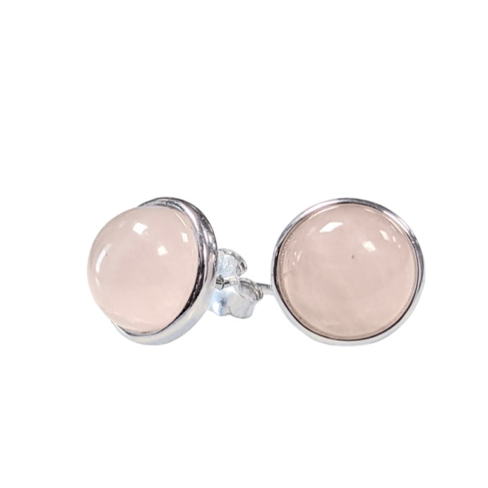 Orecchini in argento 925 con pietra Quarzo Rosa - 8mm