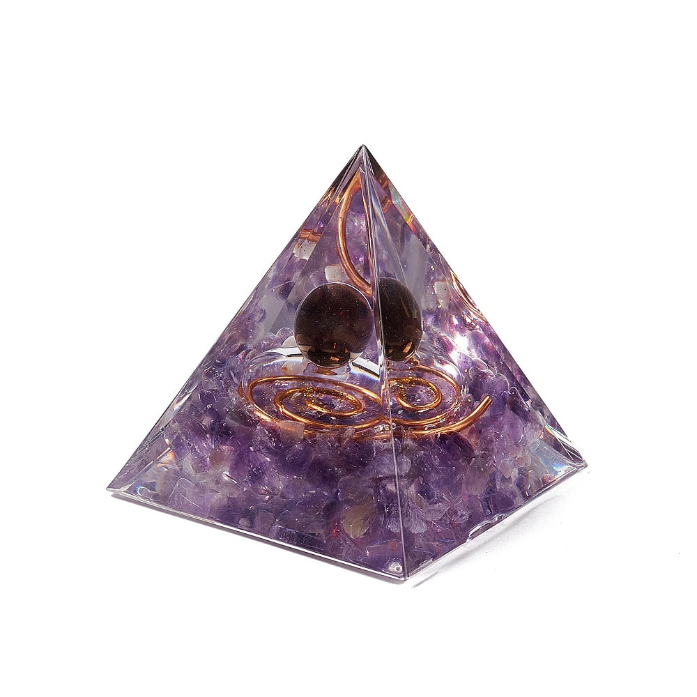 Piramide orgonica con spirale di rame - Ametista