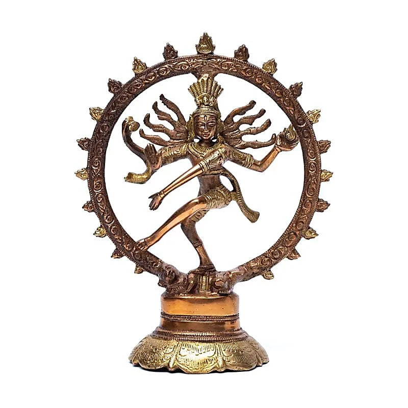 Statua Shiva Nataraj in ottone bicolore - 20cm