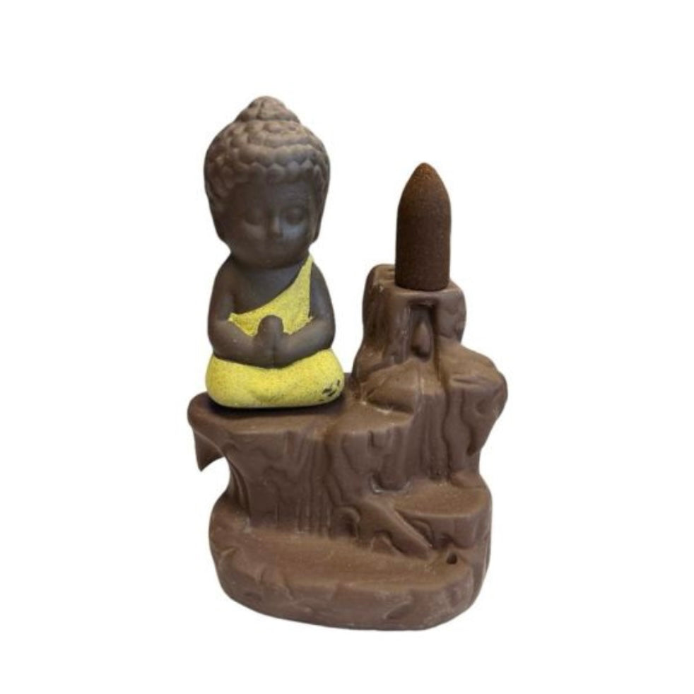 Bruciaincenso a cascata Buddha in Ceramica per Incenso in coni e bastoncini - Diverse colorazioni