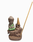 Bruciaincenso a cascata Buddha in Ceramica per Incenso in coni e bastoncini - Diverse colorazioni