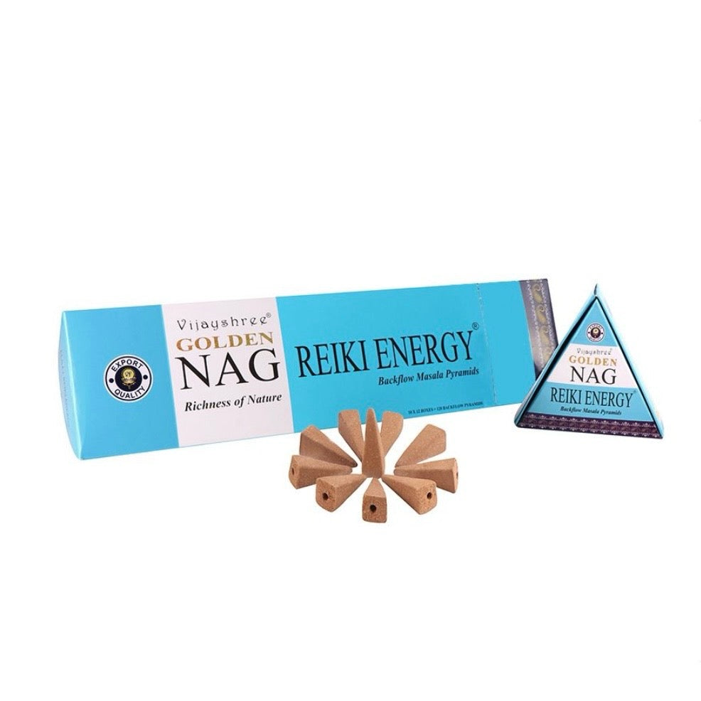 Vijayshree Golden Nag coni incenso a reflusso Backflow per bruciaincenso a cascata - Reiki Energy 12pz