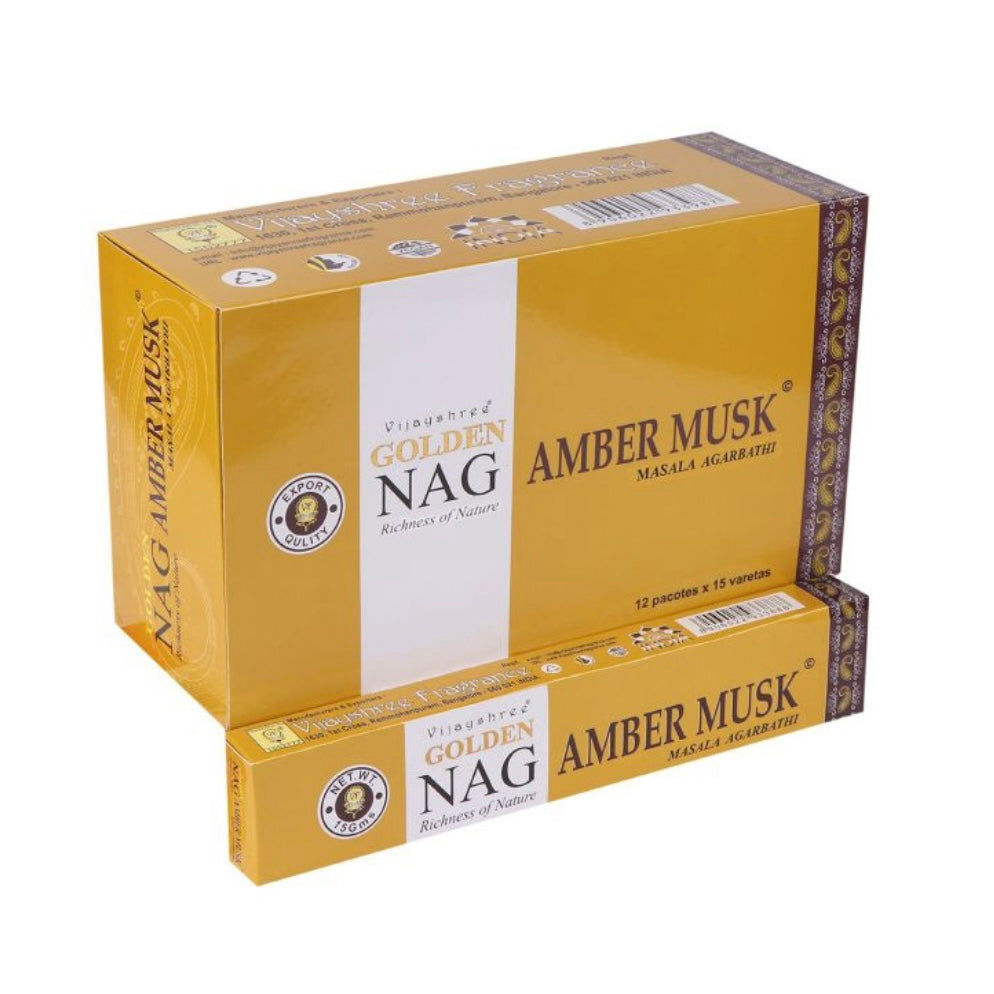 Vijayshree Golden Nag Amber Musk Incenso in bastoncini - Stick 15g