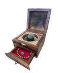 Bruciaincenso in legno di Sheesham con cassetto per incenso in grani e resine - Origine India