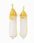Ciondolo in Selenite naturale con occhiello in ottone dorato - Tranquillizzante e purificante