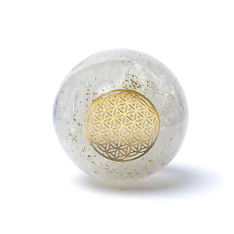 Sfera Orgonite in Selenite con Fiore della Vita - Ideale per la meditazione e concentrazione - Cristalloterapia