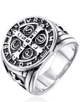 Anello Croce di San Benedetto in acciaio inox 304 Free nichel - Diverse misure