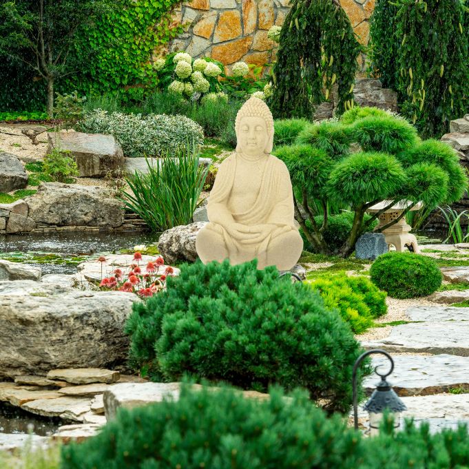 Statua Buddha in meditazione 50cm poliresina - Arredo casa e giardino resistente a pioggia e gelo