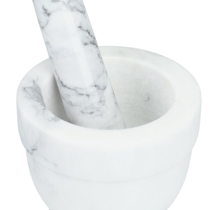 Mortaio in marmo bianco - Utile a creare mix di incensi in grani, resine ed erbe