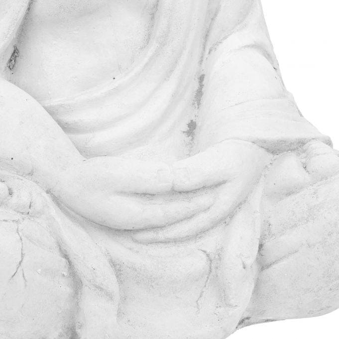 Statua Buddha in meditazione 70cm poliresina - Arredo casa e giardino resistente a pioggia e gelo colore bianco