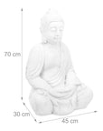 Statua Buddha in meditazione 70cm poliresina - Arredo casa e giardino resistente a pioggia e gelo colore bianco