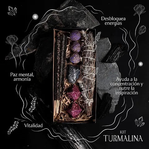 Sagrada Madre Kit Tormalina - Smudge, bombita, incensi e pietra Tormalina nera