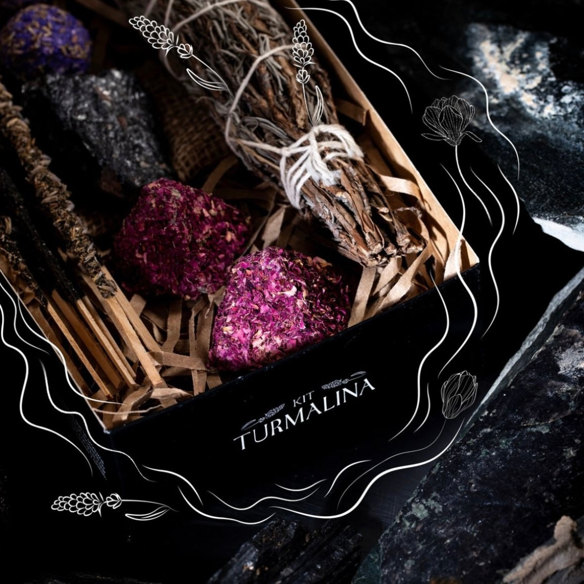 Sagrada Madre Kit Tormalina - Smudge, bombita, incensi e pietra Tormalina nera