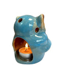Gufo Illuminazione d'atmosfera in ceramica azzurro - Portalumino decorato