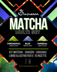 SAMSARA - Matcha Kit, Libro Illustrativo e 15 ricette - Matcha Blu, Te Matcha Cerimoniale e Imperiale - 10g cad - Rituale Giapponese con Chasen e Chasaku