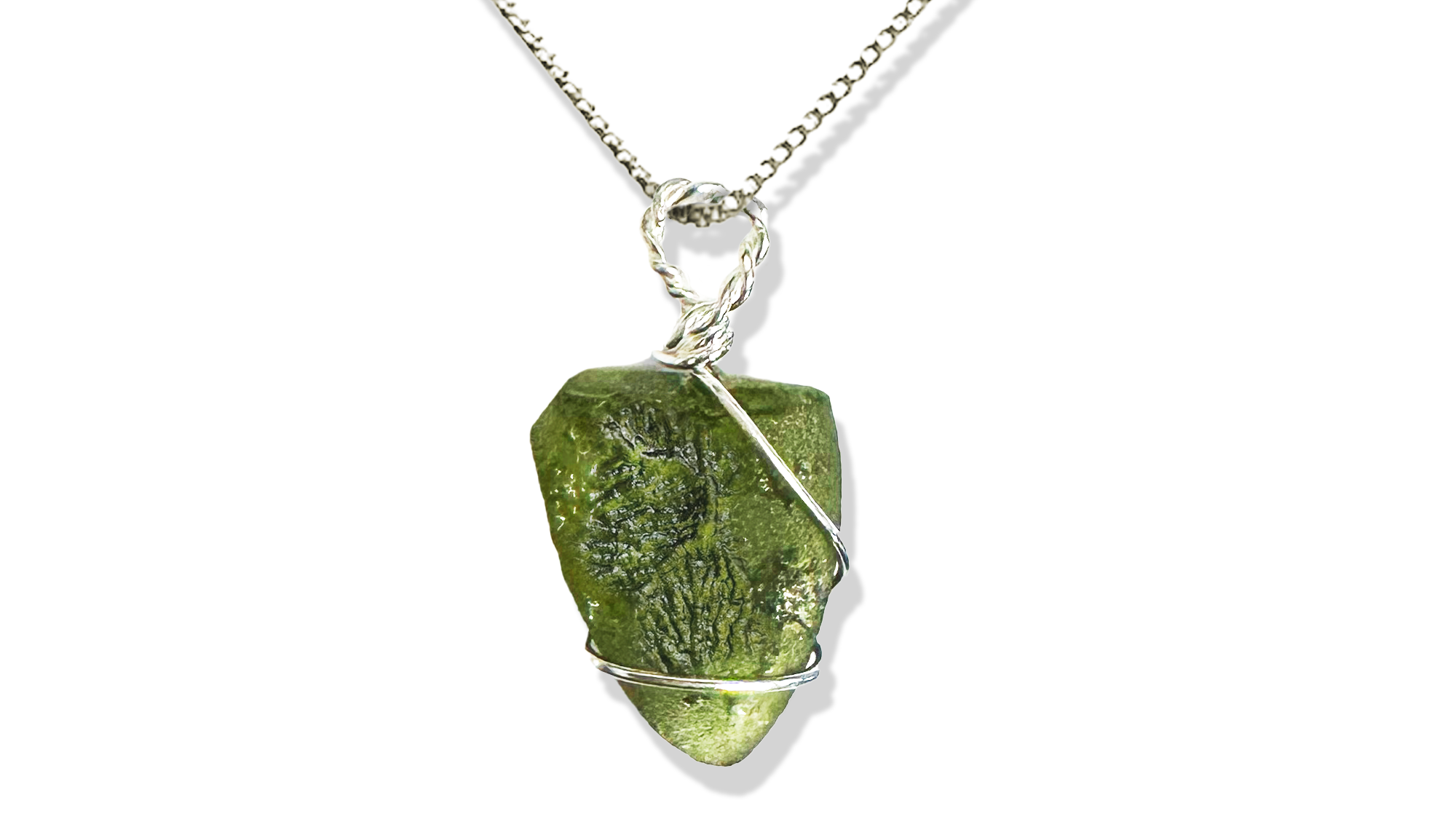 Natural Moldovitis necklace in 925 silver - Gift and guarantee package and certified