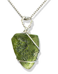 Collana con Moldavite naturale in Argento 925 - Confezione Regalo e garanzia e copia Certificato lotto