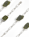Bracciale in Moldavite Naturale in argento 925 regolabile - Confezione Regalo, garanzia e copia Certificato lotto