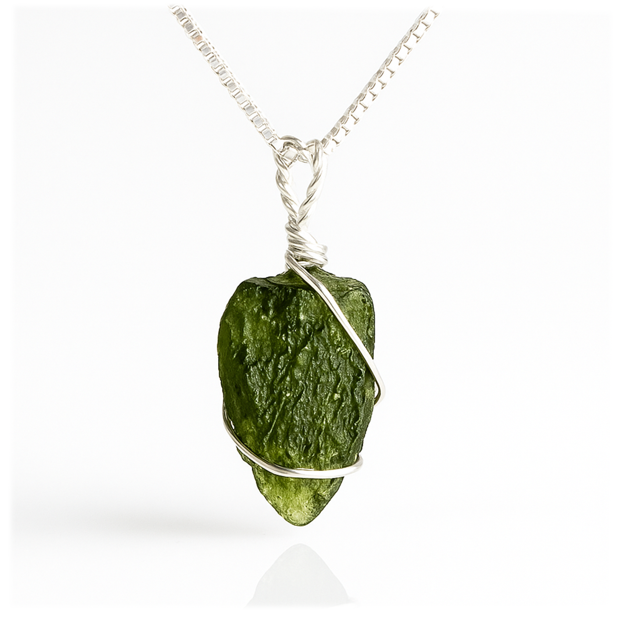 Natural Moldovitis necklace in 925 silver - Gift and guarantee package and certified