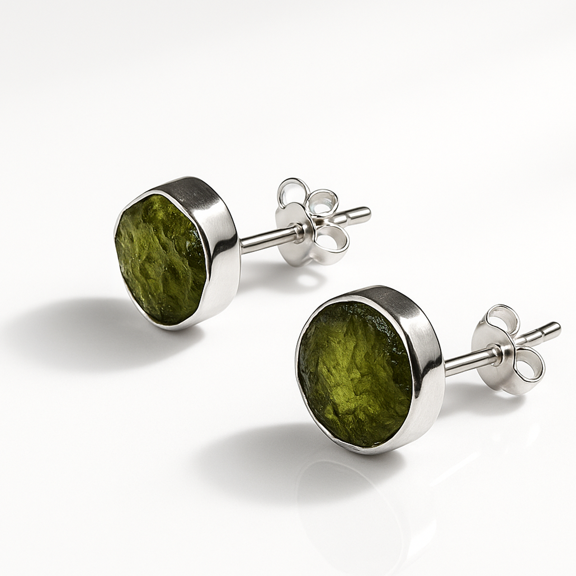 ORECCHINI IN MOLDAVITE in argento 925 - corredo e certificazione inclusi
