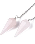 Pendolo Divinatorio in Quarzo Rosa Naturale Esagonale con Catenina - Clorophilla Shop