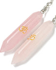 Pendolo Divinazione in Quarzo Rosa con Simbolo Om - Amore ed emozioni - Clorophilla Shop