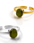 Samsara - Anello Moldavite in argento 925 naturale certificata con garanzia, regolabile