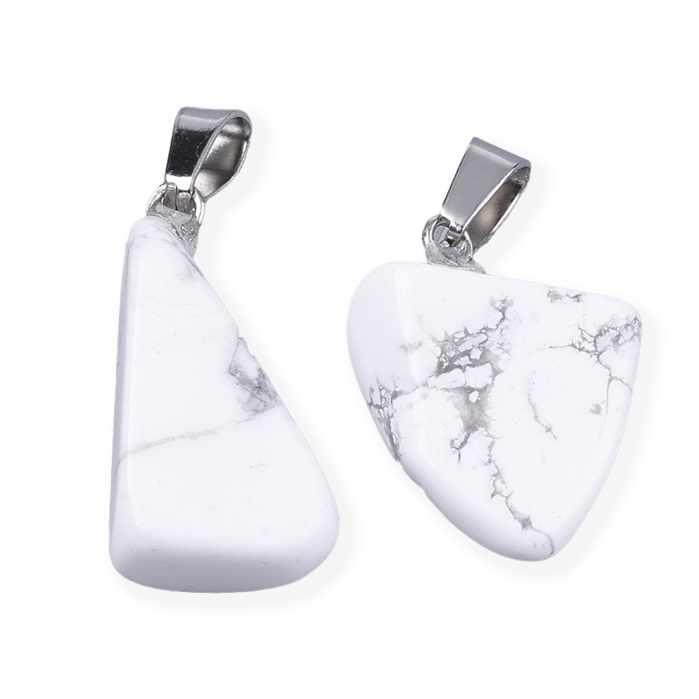Ciondolo in pietra Howlite burattata - Calma e positività