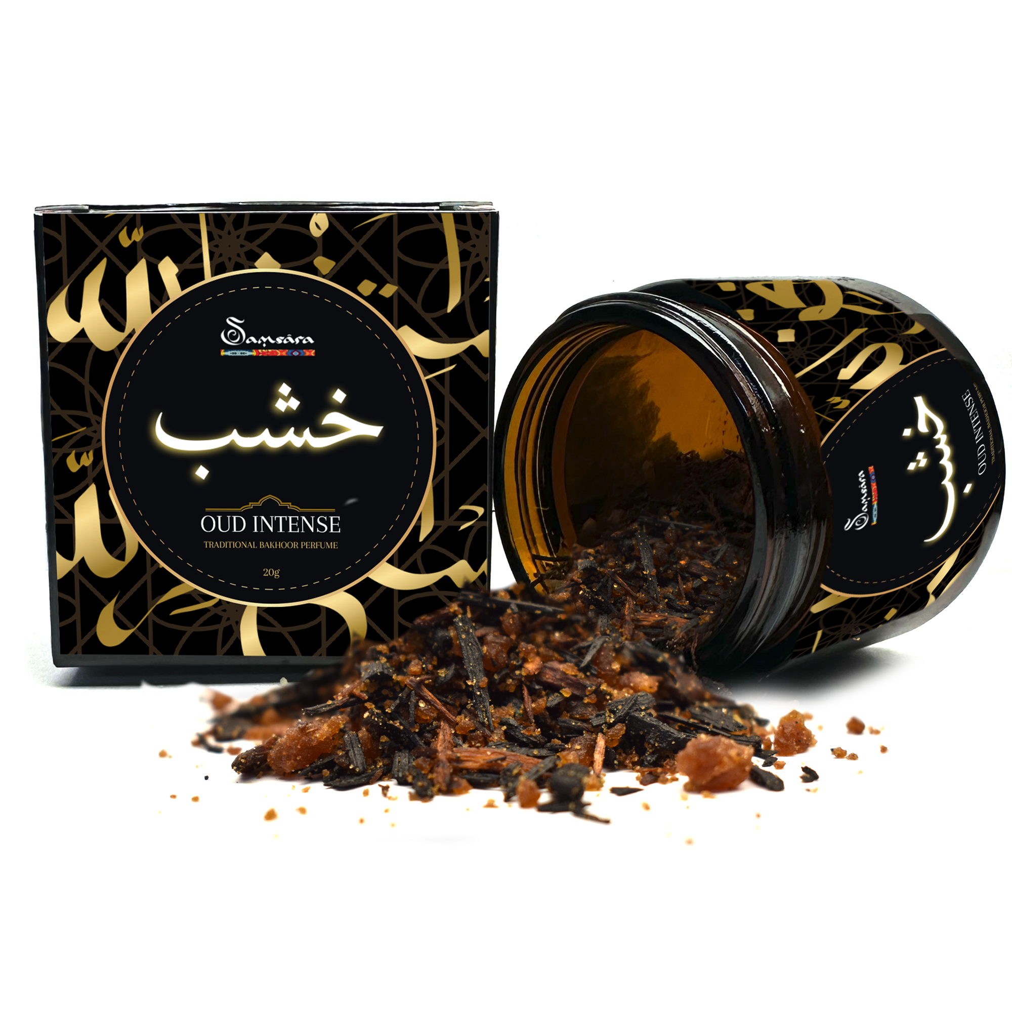 SAMSARA - Profumo Arabo solido Bakhoor con legno di Oud ultra Persistente | Profumo per Corpo, Capelli ed Indumenti - RESIN OUD | 20g - Made in Dubai