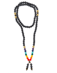 Samsara collana tibetana 7 CHAKRA con 7 pietre e Lava Nera - Mala 108 grani - Rosario Buddista Religioso - Clorophilla Shop