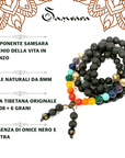 Samsara collana tibetana 7 CHAKRA con 7 pietre diverse e Lava Nera - mala tibetano con 108 grani - Rosario Buddista Religioso - Clorophilla Shop