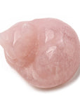Scultura gatto in pietra vera in miniatura - Pietra Quarzo rosa potente talismano energetico - Clorophilla Shop