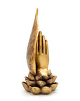 STATUA MANI IN PREGHIERA - Foglia di Bodhi e loto - Clorophilla Shop