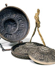 Set Cimbali Tibetani con lussuosa custodia in metallo e simboli Buddhisti - 11cm