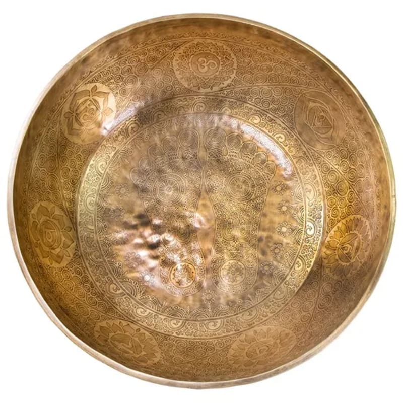Campana Tibetana massaggio sonoro Incisa e decorata OM MANI PEME HUM - 50cm 10kg - clorophilla-shop