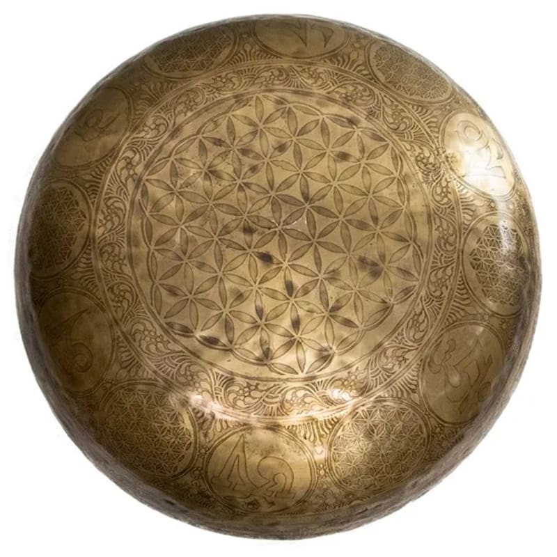 Campana Tibetana massaggio sonoro Incisa e decorata OM MANI PEME HUM - 50cm 10kg - clorophilla-shop