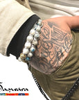 Samsara Brachash Buds Buddhist Kailsh - Spiritual bracelet with fossil agate - white cotton wire