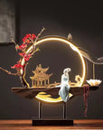 Bruciaincenso Lampada zen Feng Shui con Donna Mala e Loto in Ceramica - clorophilla-shop