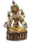 Statua Tara verde in Ottone color oro grande 37cm - 3,7kg